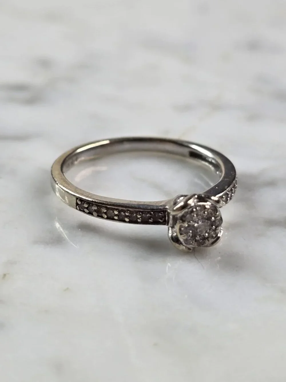 Womens Vintage Estate 10K White Gold Diamond Ring, 2.1g E5744